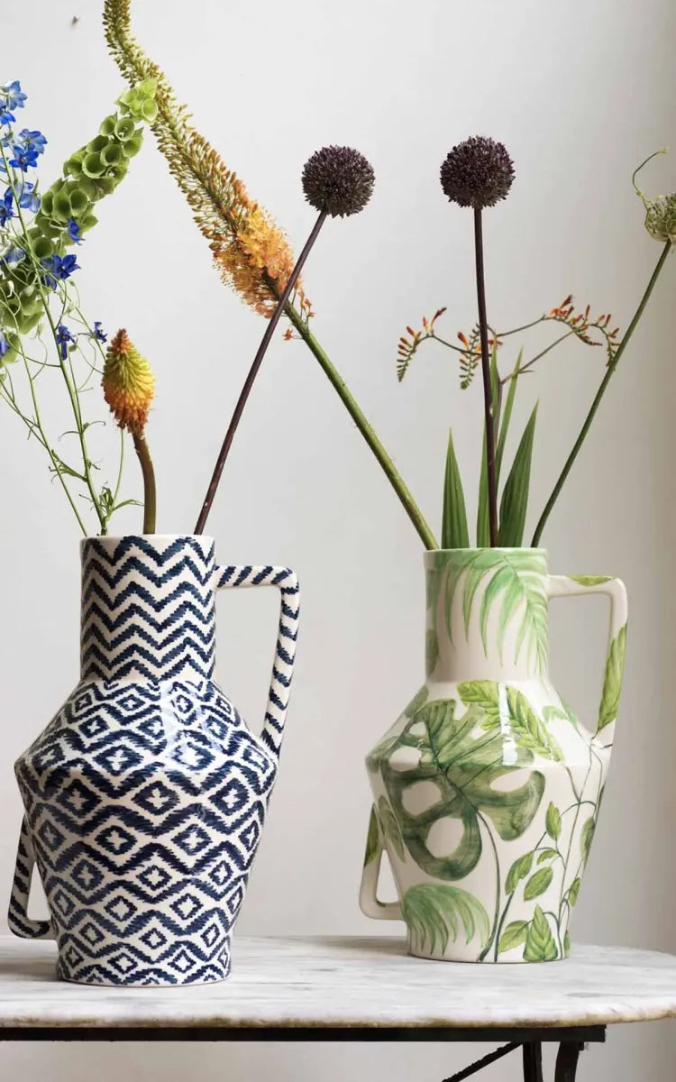 Return to Sender Vase Handpainted Jungle