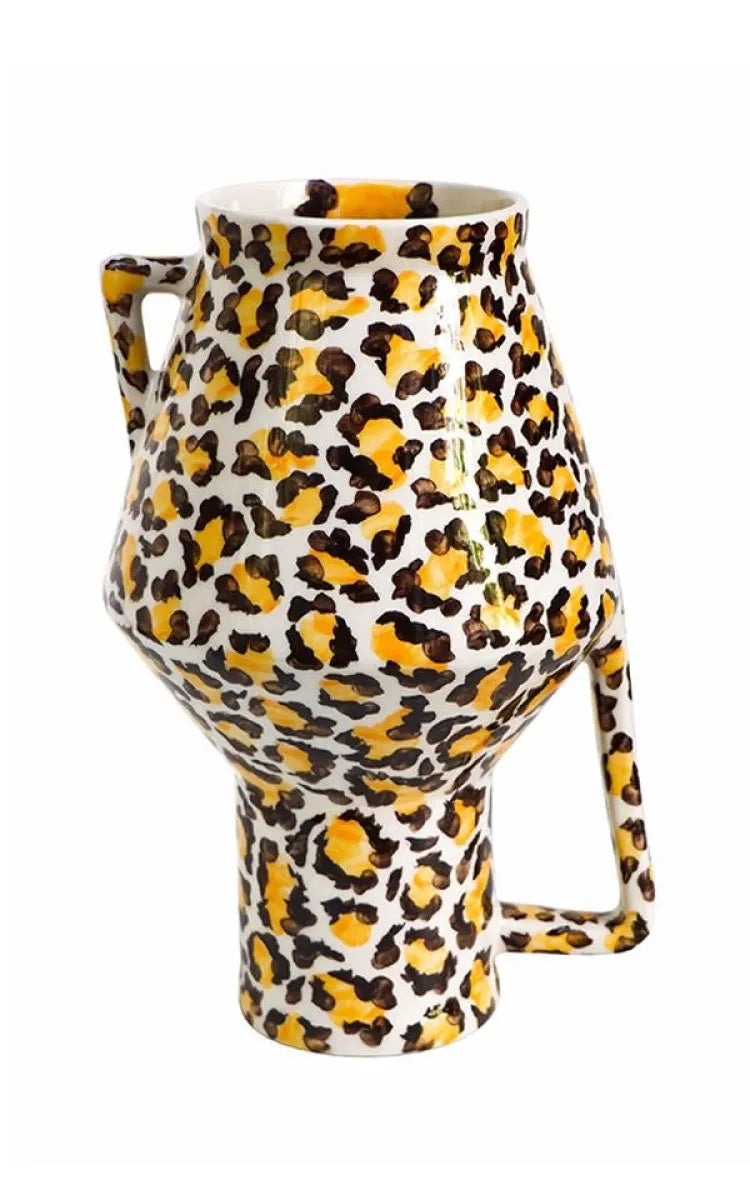 Return to Sender Vase Handpainted Leopard