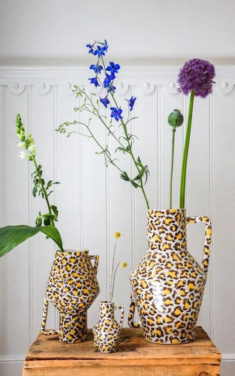 Return to Sender Vase Handpainted Leopard