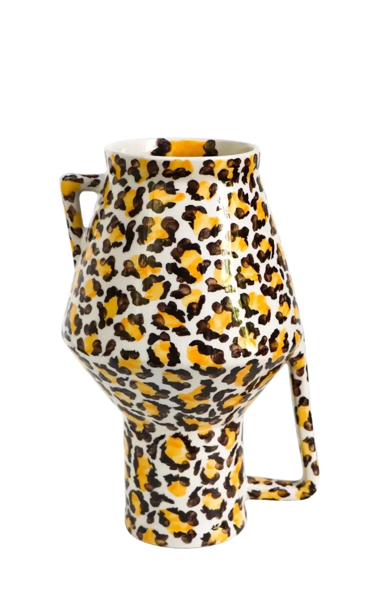 Return to Sender Vase Handpainted Leopard