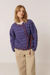 Contrast-Embroidery Quilted Jacket
