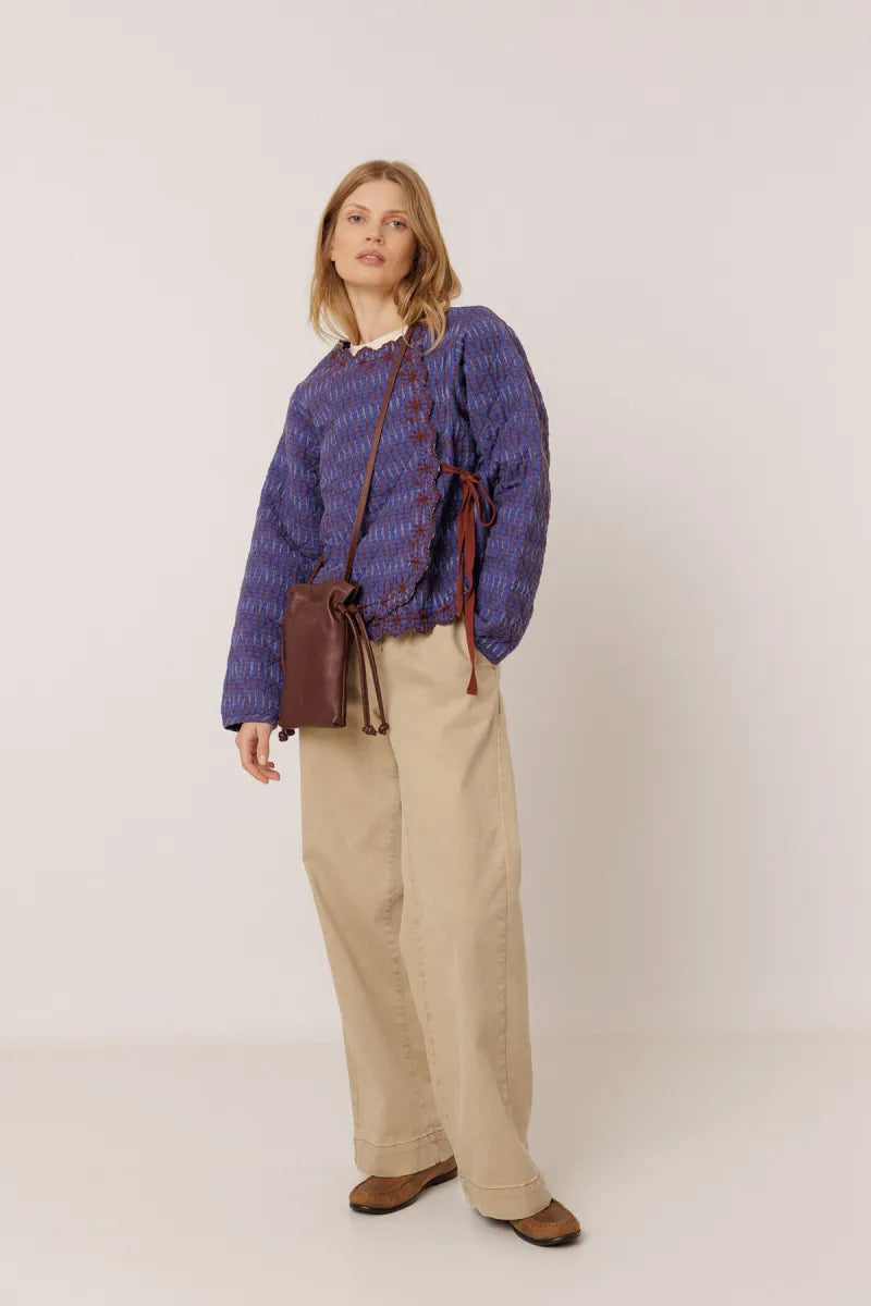 indi & cold Contrast-Embroidery Quilted Jacket
