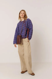 indi & cold Contrast-Embroidery Quilted Jacket