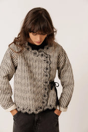 indi & cold Contrast-Embroidery Quilted Jacket