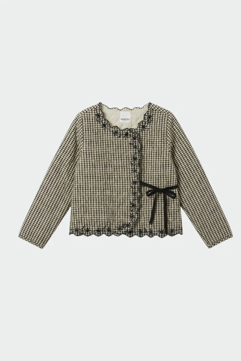 indi & cold Contrast-Embroidery Quilted Jacket