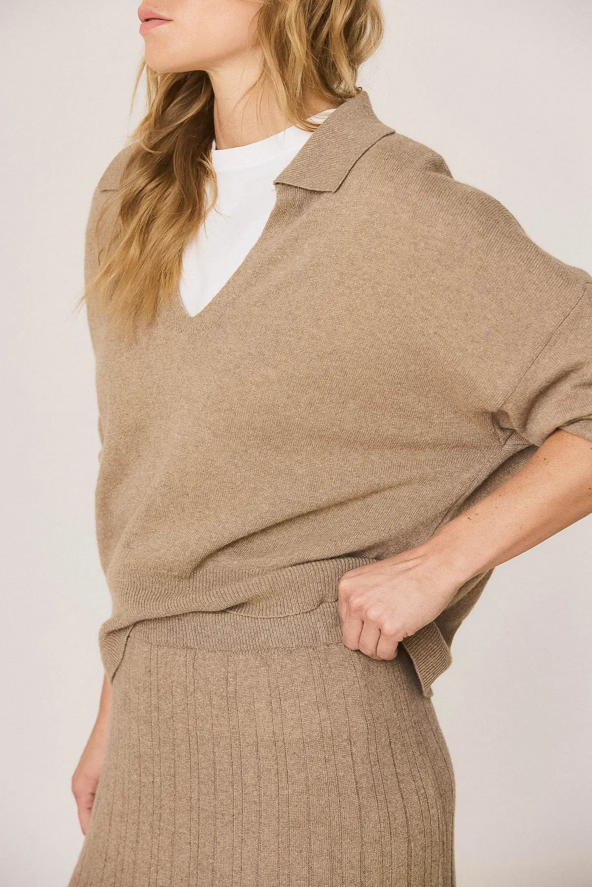 Polo sweater with cashmere