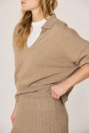 Polo sweater with cashmere