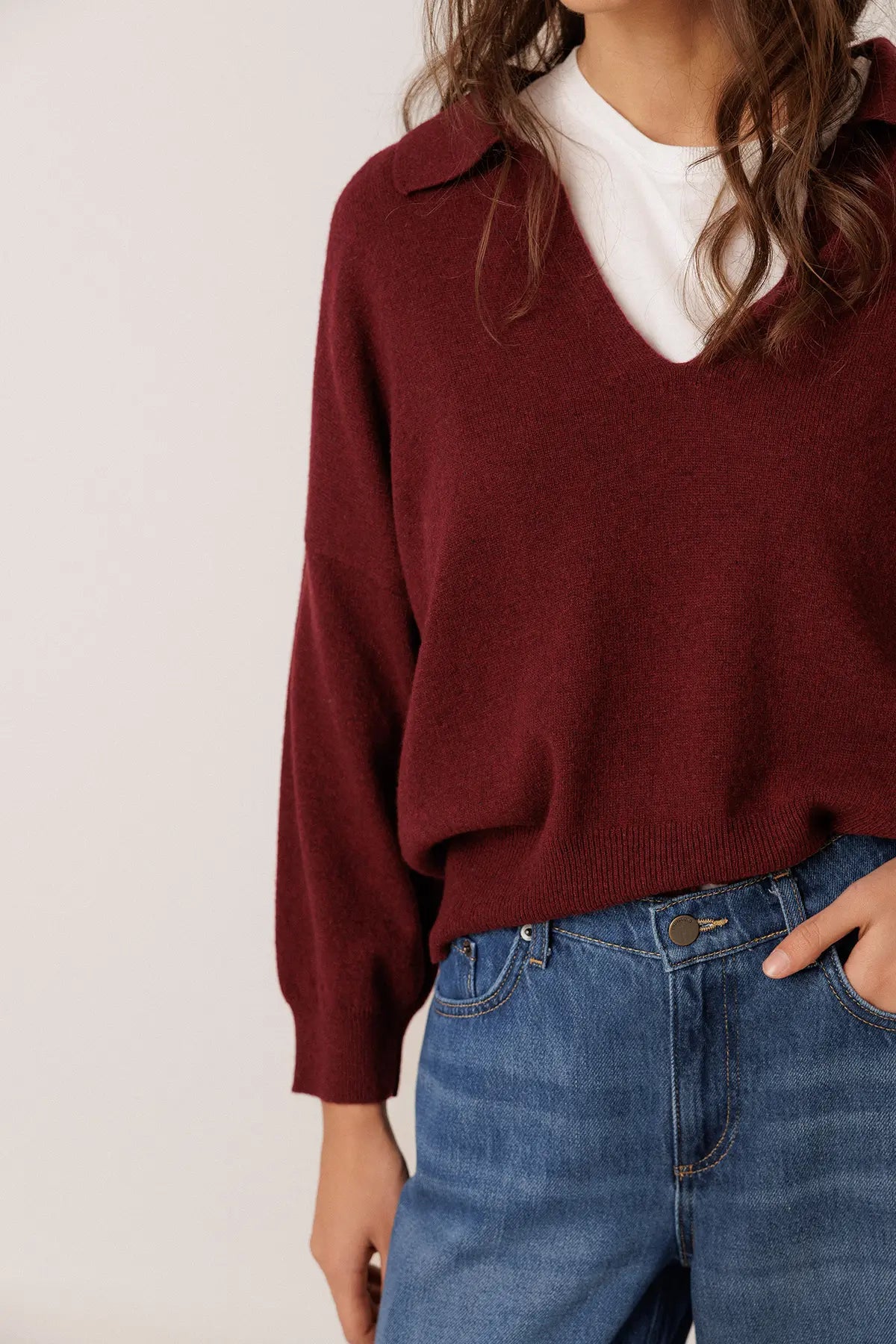 Polo sweater with cashmere