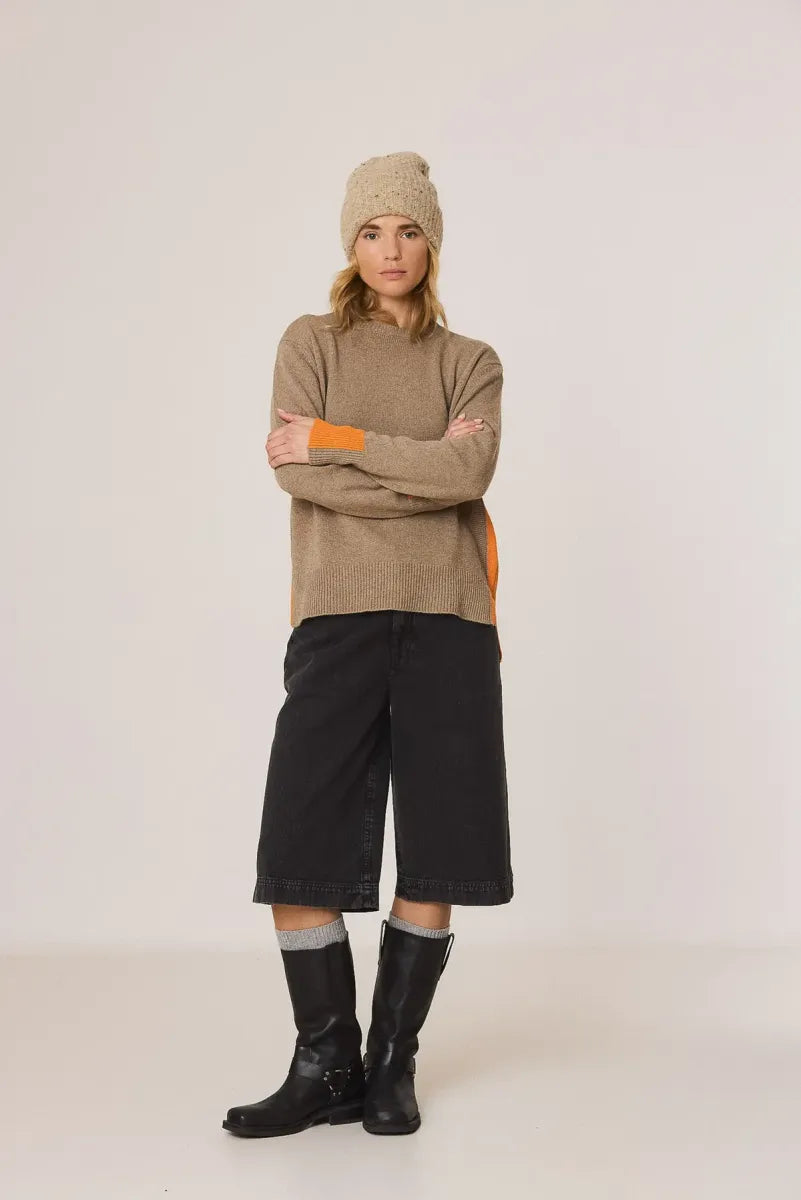 indi & cold Fluorescent-detail sweater with cashmere