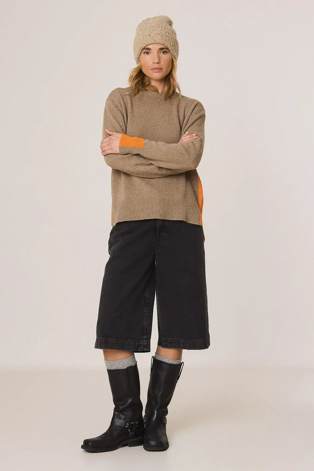 Fluorescent-detail sweater with cashmere